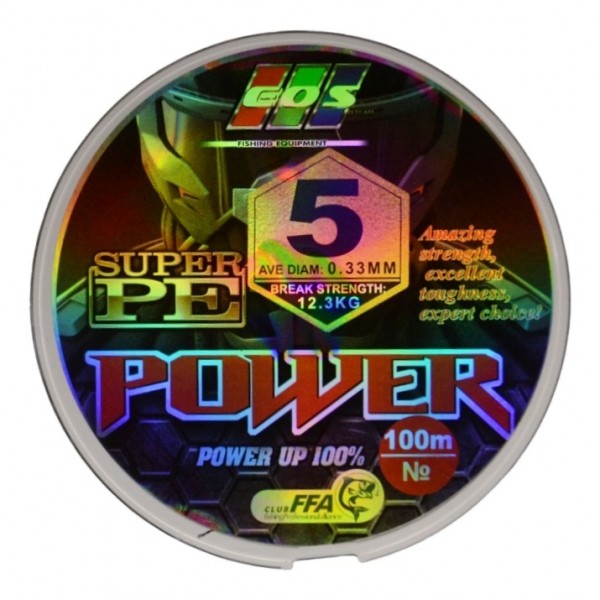Плетений шнур для риболовлі, EOS Power Super PE, 100м, перетин 0,33мм